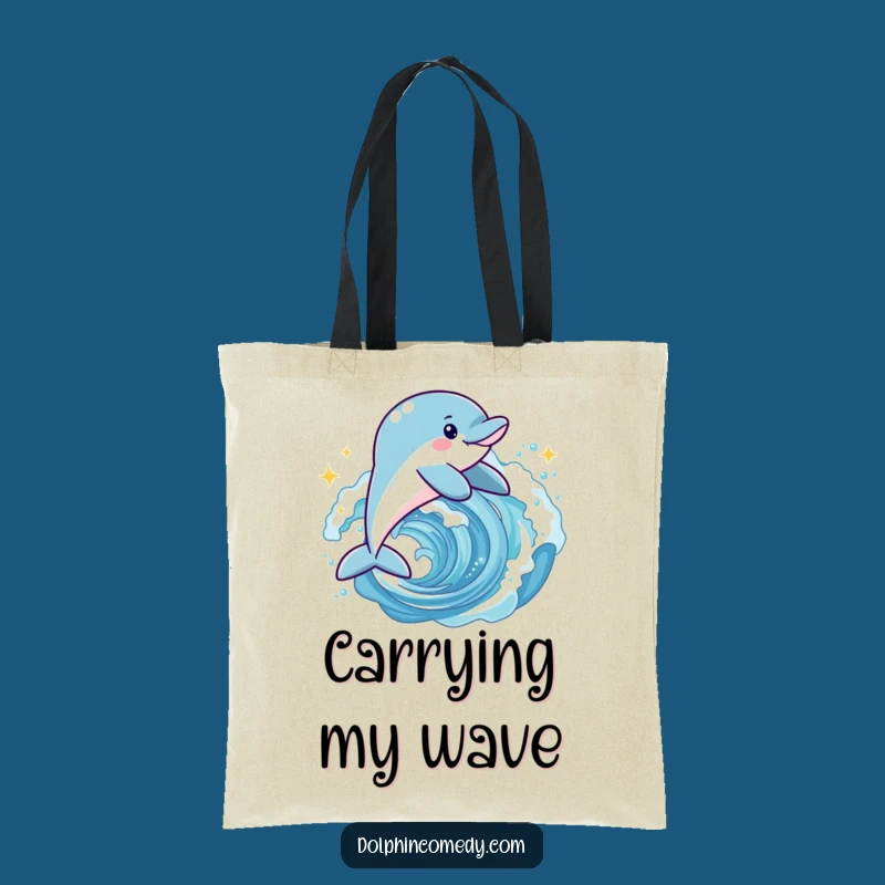 Funny Joyful Dolphin Tote Bag - Leaping Wave Carryall