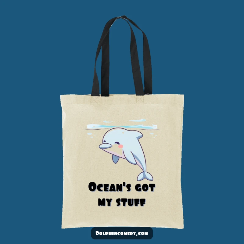 Funny Dolphin Sigh Tote Bag: Eco-Friendly Underwater Glide, Practical Gift